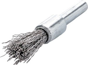 Szczotka druciana pędzelkowa śred. 12 mm ch.6 mm gr. drutu 0,3 mm stal 20 000 mi