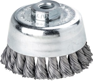 Szczotka garnkowa śred. 65 mm M14 grubość drutu 0,5 mm stal 12500 min-¹ LESSMANN