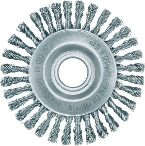 Szczotka tarczowa śred. 115 mm otwór grubość drutu 0,5 mm stal 6 mm 15 000 min-¹