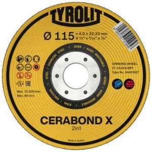 Ściernica do obróbki zgrubnej CERABOND X śred. 125 x gr. 7 mm zakrzywiony INOX/
