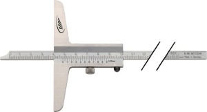 Głębokościomierz suwmiarkowy DIN 862 200 mm prosta szyna pomiarowa 8 x 3 mm HELI