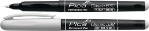 Marker trwały INSTANT WHITE biały szerokość kreski 1‒2 mm trzpień z klipsem PICA