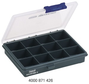 Skrzynka asortymentowa szer. 175 x gł. 143 x wys. 32 mm 12 półek przezroczysty c