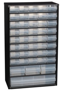 Magazynek na drobne części szer. 306 x gł.150 x wys.510 mm b. stal. 44 szuflad p