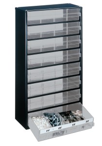 Magazynek na drobne części szer. 306 x gł. 150 x w. 552 mm g. b.st. 8 szuflad po