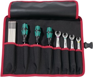 Zwijany pokrowiec na narzędzia 8 półek szer. 410 x wys. 330 mm Nylon czarny/czer