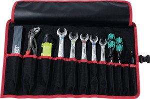 Zwijany pokrowiec na narzędzia 12 półek szer. 540 x wys. 330 mm Nylon czarny/cze