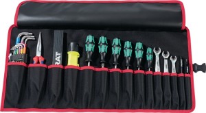 Zwijany pokrowiec na narzędzia 15 półek szer. 670 x wys. 330 mm Nylon czarny/cze