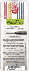 Wkłady do długopisów Pica-Dry 4 x czarny, 2 x czerwony, 2 x żółty zmywane na mok