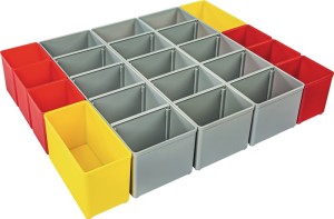 Kaseta z przegrodami I3 iB 72 szer. 349 x gł. 265 x wys. 63 mm niebieski/żółty/p