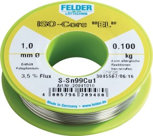 Drut lutowniczy ISO-Core® EL 1 mm 250 g S-Sn99Cu1 FELDER