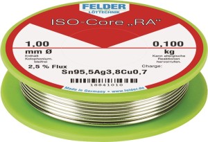 Drut lutowniczy ISO-Core® RA 1 mm 100 g Sn95,5Ag3,8Cu0,7 FELDER