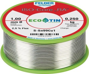 Drut lutowniczy ISO-Core® RA 1,5 mm 250 g S-Sn99Cu1 FELDER