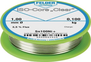 Drut lutowniczy ISO-Core® Clear 1 mm 100 g Sn100Ni+ FELDER