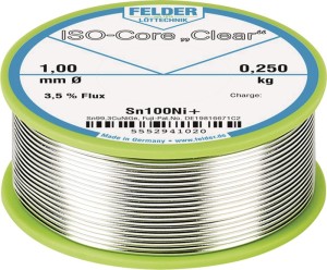 Drut lutowniczy ISO-Core® Clear 1 mm 250 g Sn100Ni+ FELDER