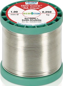 Drut lutowniczy ISO-Core® RAClear 1 mm 250 g Sn100Ni+ FELDER