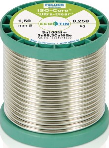 Drut lutowniczy ISO-Core® UltraClear 1,5 mm 250 g Sn100Ni+ FELDER