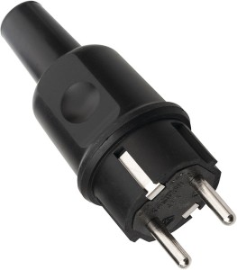 Wtyczka z zestykiem ochronnym 10-/16 A 250 V czarny lita guma IP44 KALTHOFF